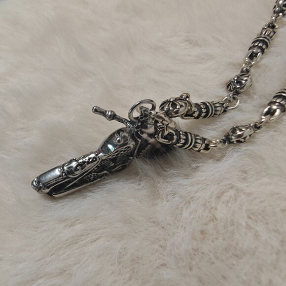 Chrome Hearts Sterling Silver Motorcycle Necklace - Picture 5 of 6